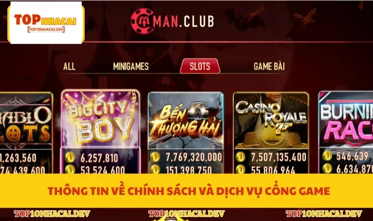 Thông tin về chính sách và dịch vụ cổng game